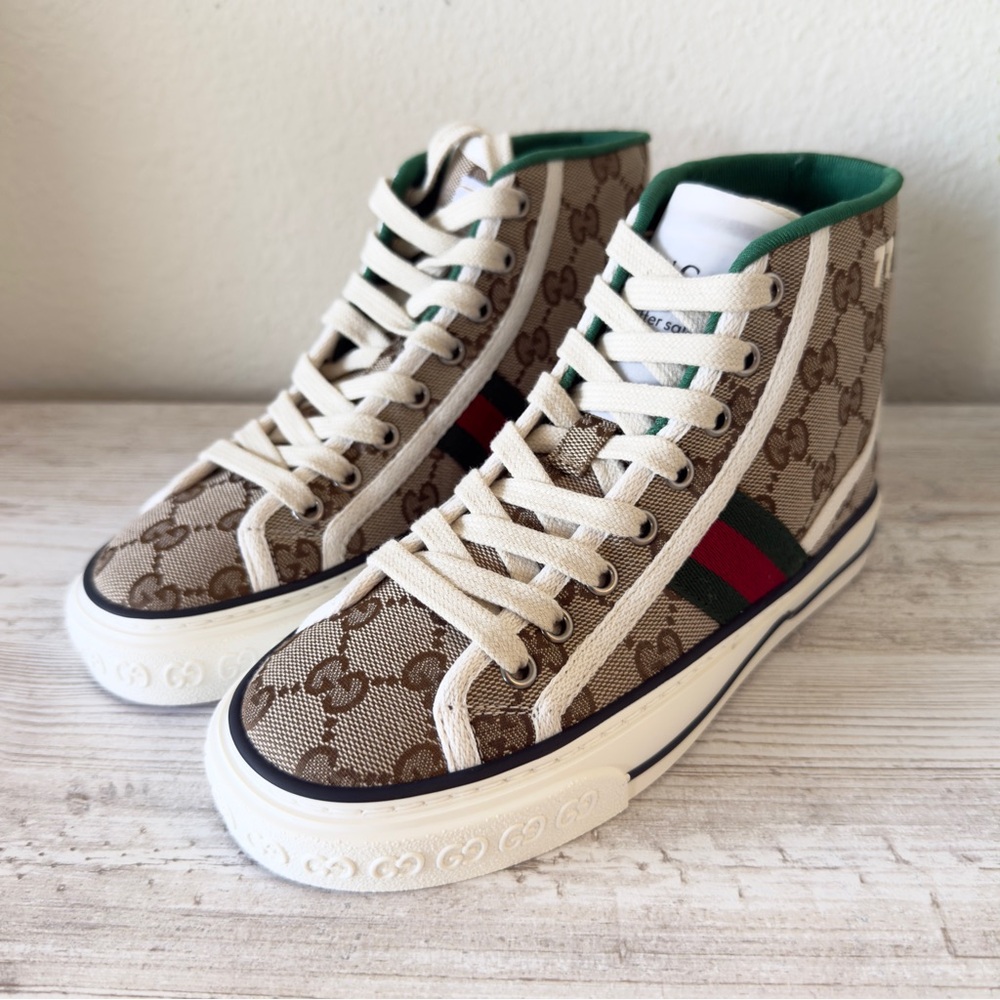 New Gucci Tennis 1977 GG Supreme high top women sneakers size IT 34.5, US 4.5 - Picture 3 of 13